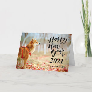 HAPPY NEW YEAR 2021   Modern Script Full Photo Holiday Card
