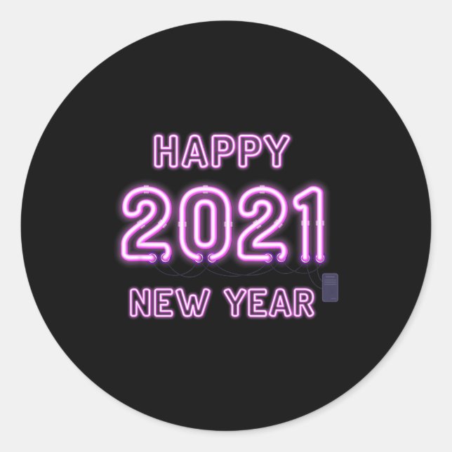 Happy New Year 2021 New Years Eve 2020 Party Suppl Classic Round Sticker (Front)