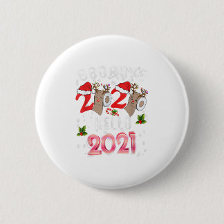 Happy New Year 2021 Reindeer Face Mas 2 Inch Round Button