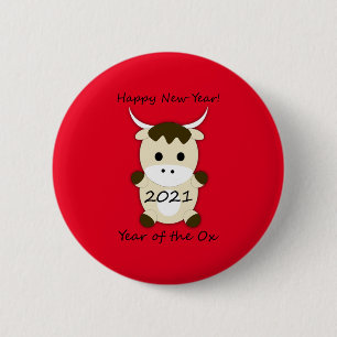 Happy New Year 2021 Year of the OX 2 Inch Round Button