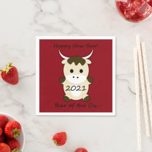 Happy New Year 2021 Year of the Ox Napkin