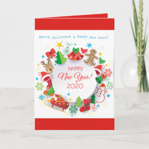 Happy New Year 2022 & Christmas Characters Holiday Card
