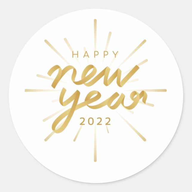 Happy New Year 2022 Classic Round Sticker (Front)