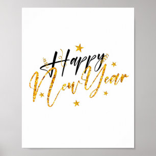 Happy New Year 2022 Design with Glittered Letter Poster