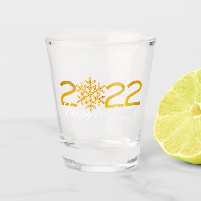 Happy New Year 2022 Design with Gold Number Shot Glass (Front)