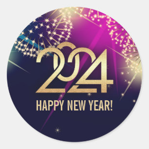 Happy New Year 2022. Fireworks design Classic Round Sticker