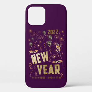 Happy New Year 2022, Holiday Gold Glitter Festive iPhone 12 Pro Case