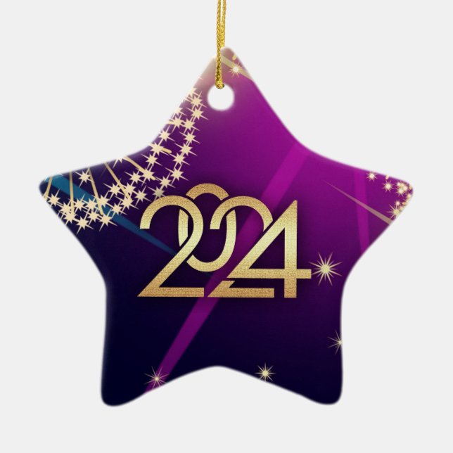 Happy New Year 2023. Fireworks  Ceramic Ornament (Front)