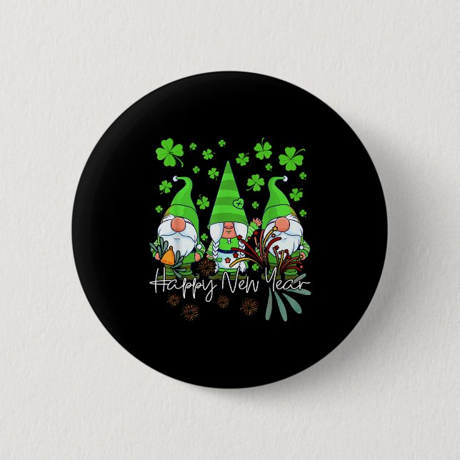 Happy New Year 2023 Gnomes Irish Patrick Day Famil 2 Inch Round Button (Front)