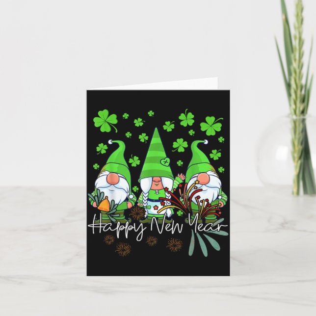 Happy New Year 2023 Gnomes Irish Patrick Day Famil Card (Front)