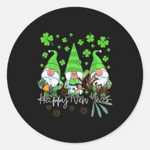 Happy New Year 2023 Gnomes Irish Patrick Day Famil Classic Round Sticker