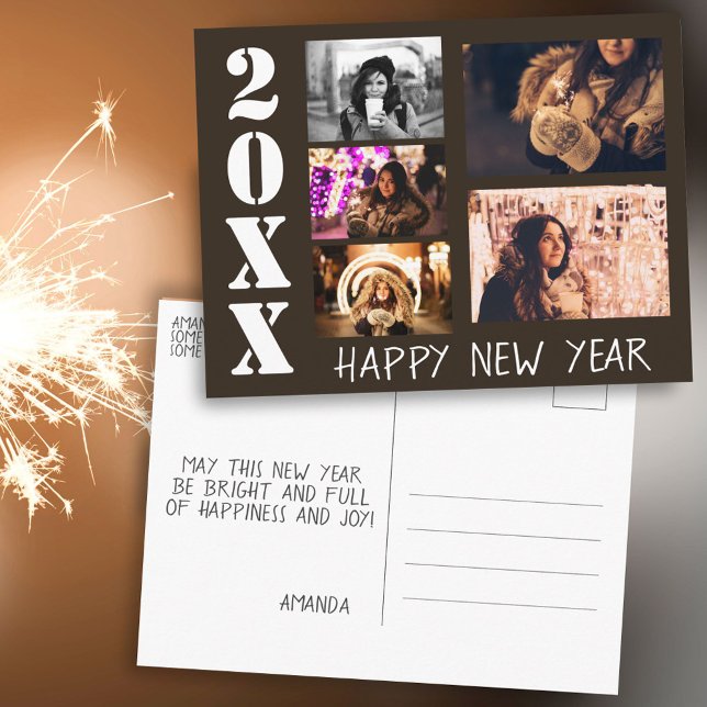 Happy New Year 2023 Greetings 5 Photo Collage Postcard (Creator Uploaded)