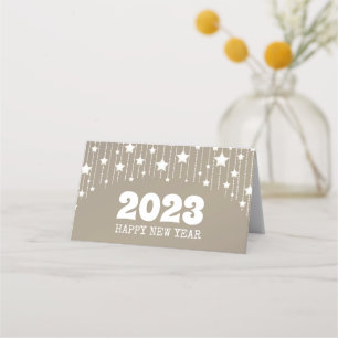 Happy New year 2023 hanging stars garland Place Card