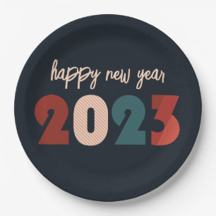 Happy new year 2023 holiday design paper plate