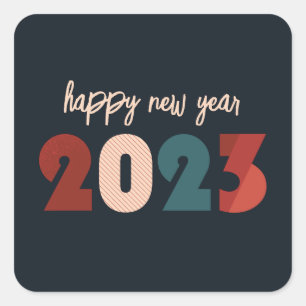 Happy new year 2023 holiday design square sticker