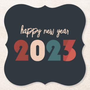 Happy new year 2023 holiday seasonal xmas paper coaster