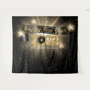 Happy New Year 2023 Photo Booth Backdrop Tapestry