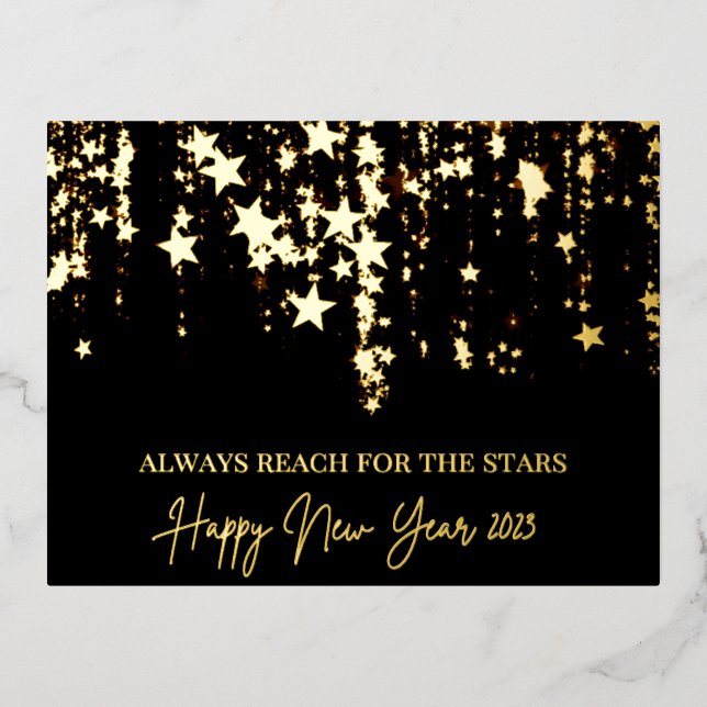 Happy New Year 2023 Reach for the Stars Real foil Foil Holiday Postcard (Front)