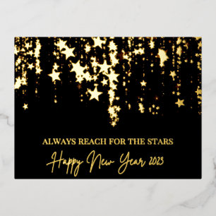 Happy New Year 2023 Reach for the Stars Real foil Holiday Postcard