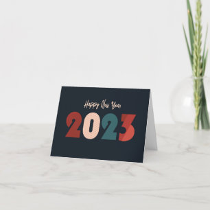 Happy new year 2023 text xmas trees thank you card