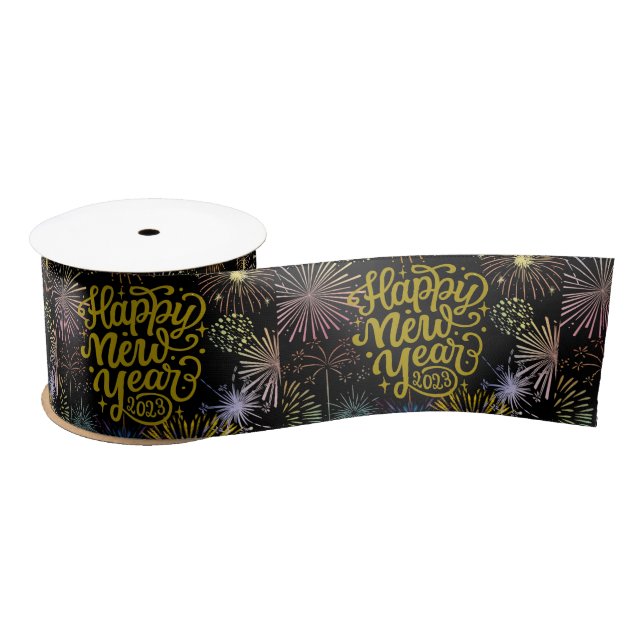 Happy New Year 2023 Thunder_Cove Satin Ribbon (Spool)