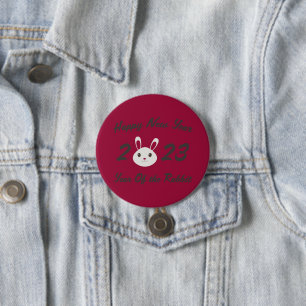 Happy New Year 2023 Year of the Rabbit 3 Inch Round Button