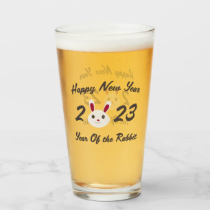 Happy New Year 2023 Year of the Rabbit  Glass