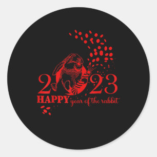 Happy New Year 2023 Year Of The Rabbit Zodiac Sign Classic Round Sticker