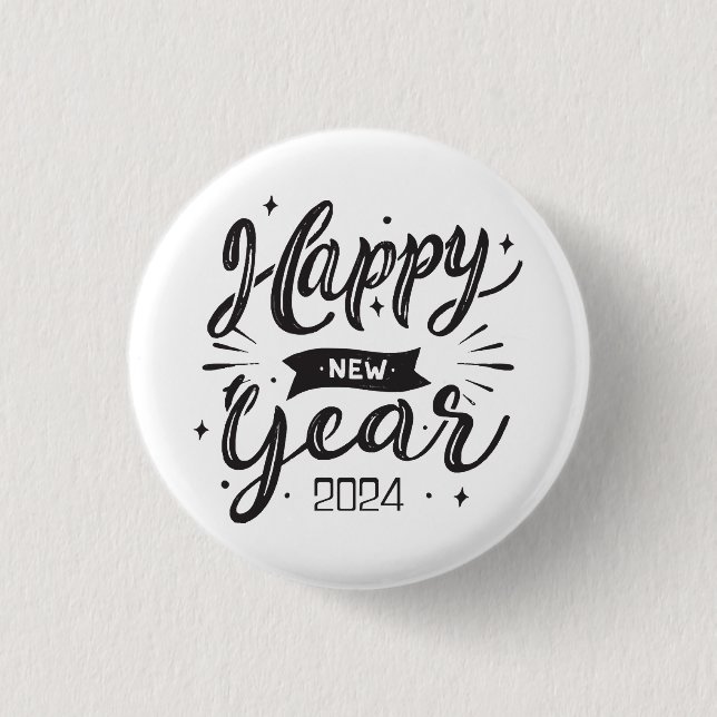 Happy new year 2024  1 inch round button (Front)
