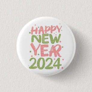 Happy New Year 2024 1 Inch Round Button