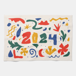 Happy New Year 2024 Abstract Kitchen Towel