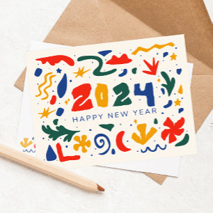 Happy New Year 2024 Abstract Postcard