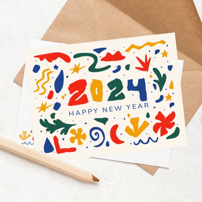 Happy New Year 2024 Abstract Postcard (Creator Uploaded)