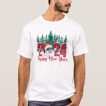 Happy New Year 2024 and Santa with glasses man