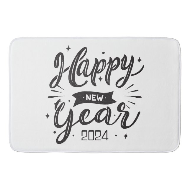 Happy new year 2024  bath mat (Front)