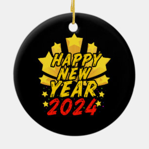 Happy New Year 2024  Ceramic Ornament