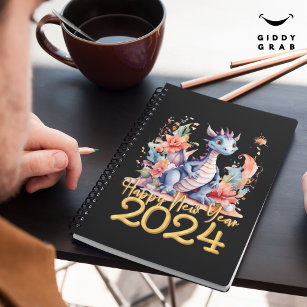 Happy New Year 2024 Chinese Dragon Water Colour Notebook