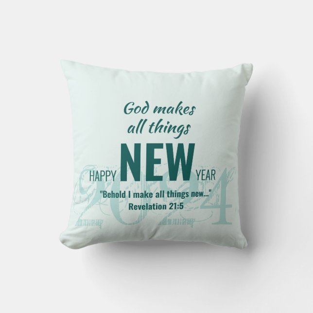 HAPPY NEW YEAR 2024 Christian Scripture Throw Pillow (Front)