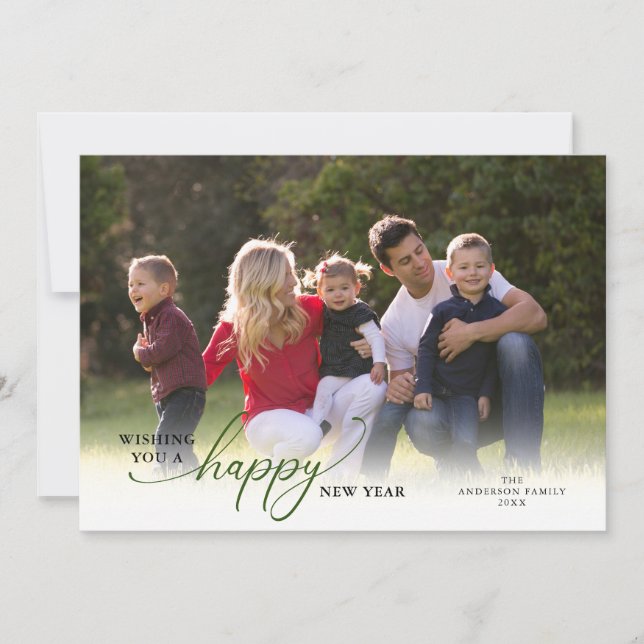 Happy New Year 2024 Elegant Script Holiday Card (Front)