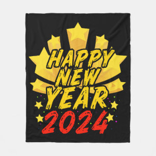 Happy New Year 2024 Fleece Blanket