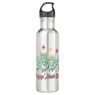 Happy New Year 2024 Goodbye 2023 Hello 2024 710 Ml Water Bottle