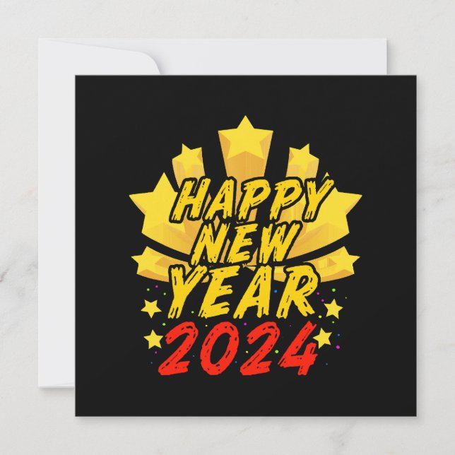 Happy New Year 2024  Invitation (Front)