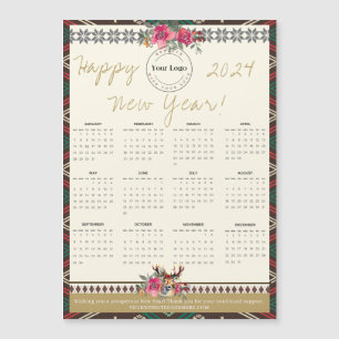Happy New Year 2024 Magnetic Calendar Custom Logo
