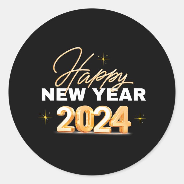 Happy New Year 2024 New Years Eve 31st December Classic Round Sticker (Front)