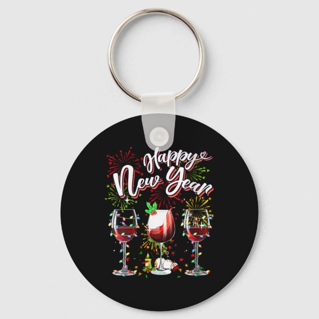 Happy New Year 2024 New Years Eve Fireworks Gles O Keychain (Front)