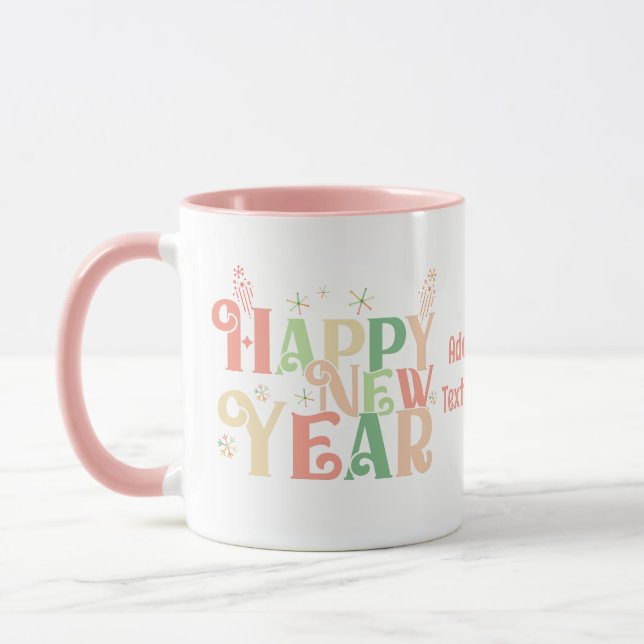 Happy New year 2024 Retro Colourful Party 2024 Mug (Left)