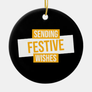 Happy new year 2024 -sending festive wishes ceramic ornament