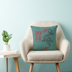 Happy New Year 2024 Throw Pillow