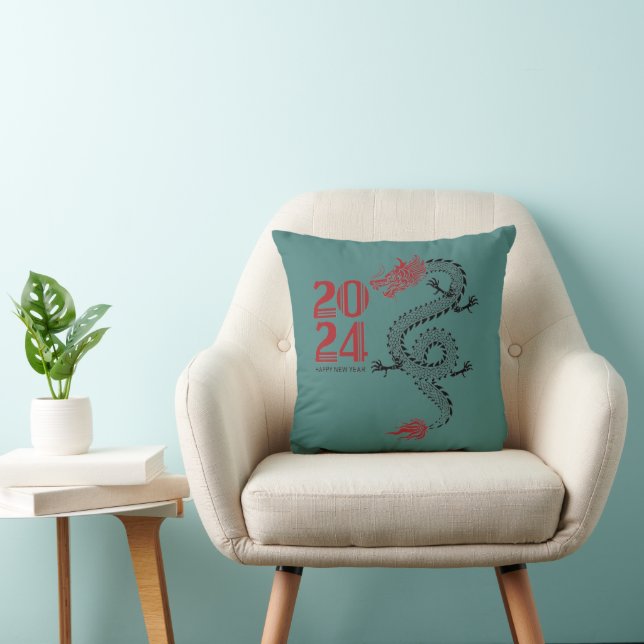 Happy New Year 2024 Throw Pillow (Chair)