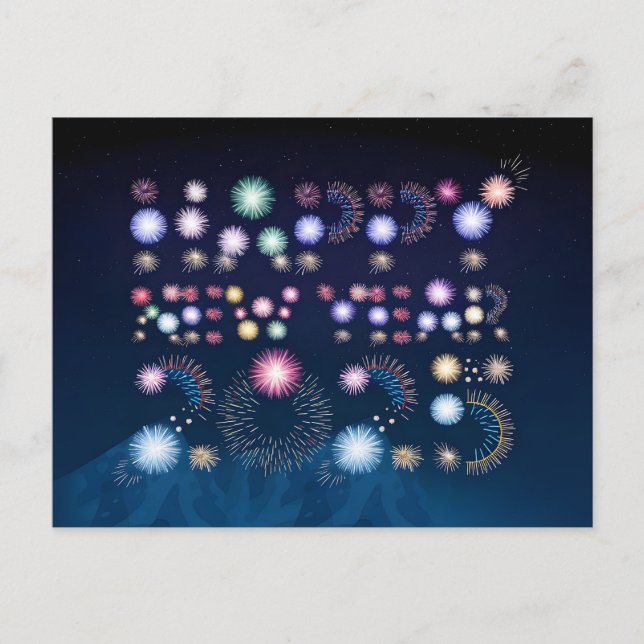 Happy New Year 2025 art Holiday Postcard (Front)